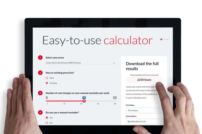 Online calculator to calculate the payback period of Contiweb non-stop winding equipment